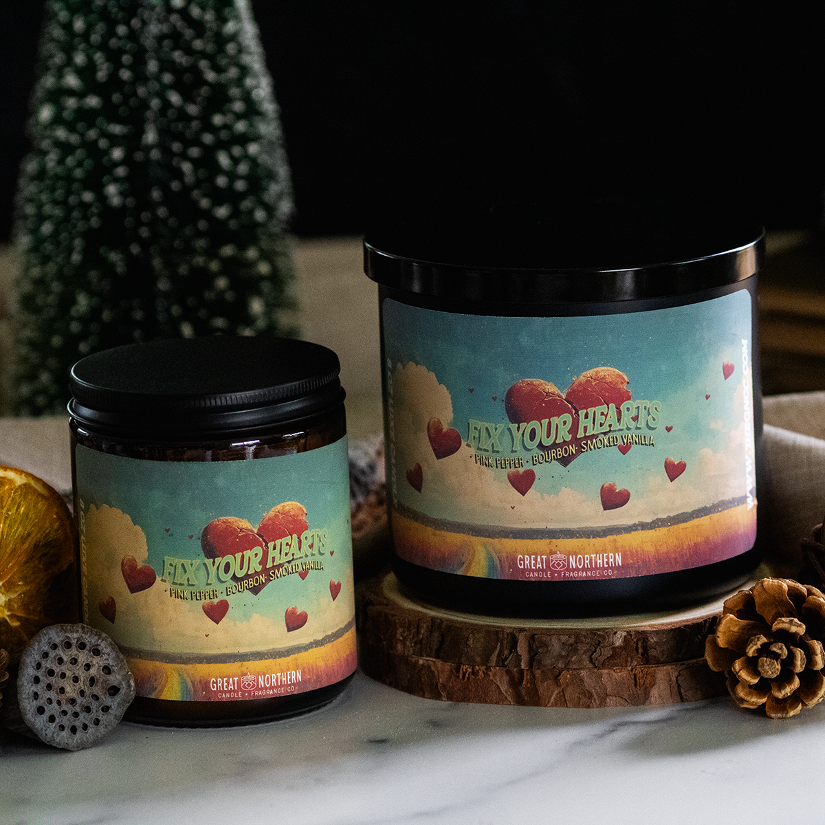 Fix Your Hearts {Smokey Vanilla + Bourbon + Fir} Candle