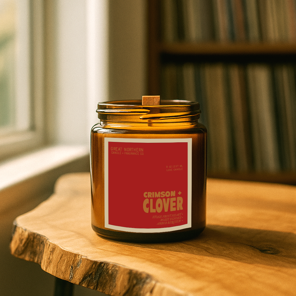 CRIMSON + CLOVER {STONE FRUIT • MOSSY BARK • AMBER SYRUP} LUXE CANDLE - LTD. EDITION