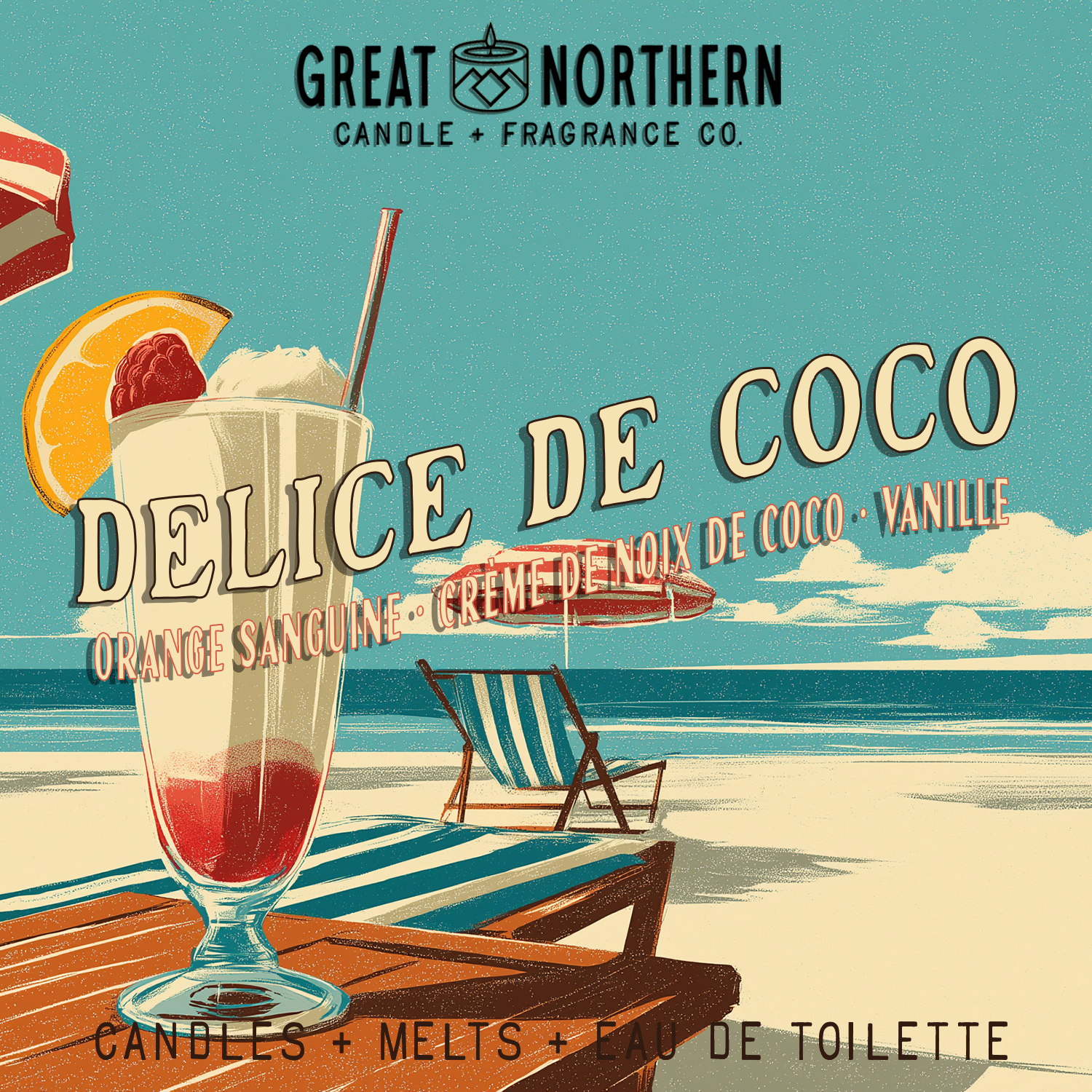 Delice de Coco {Orange Sanguine • Creme de Noix de Coco • Vanille} Candles • Melts • Eau De Toilette