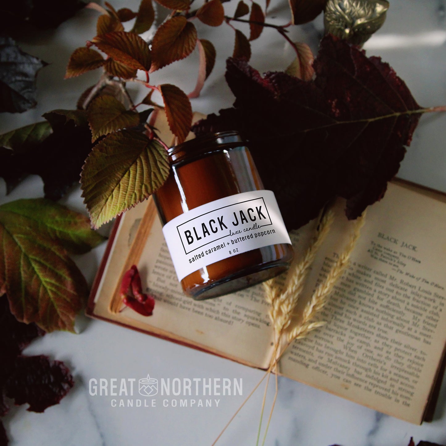 Black Jack  {Salted Caramel + Buttered Popcorn} Candle