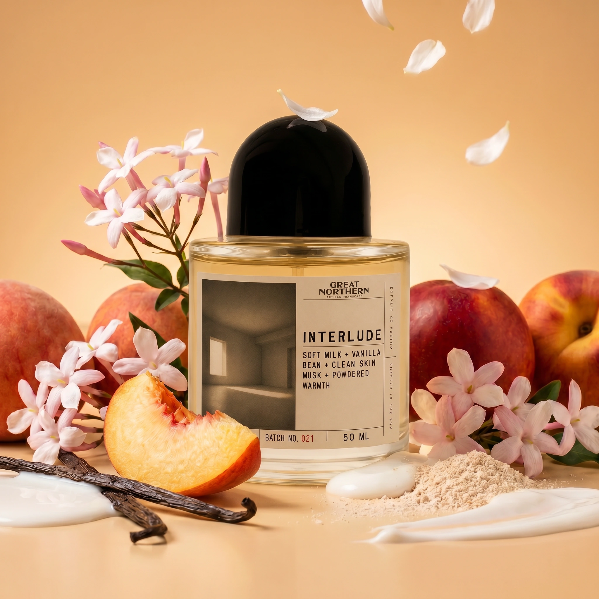 INTERLUDE Perfume | Soft Milk • Vanilla Bean • Clean Skin Musk • Powdered Warmth