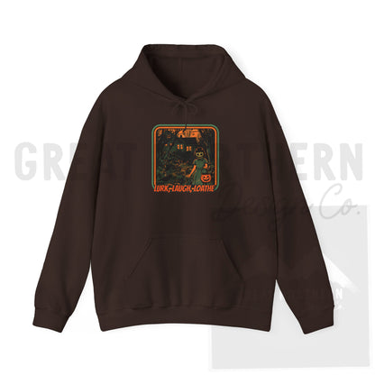 "Lurk, Laugh, Loathe" Great Northern Design Co Exclusive Unisex Heavy Blend Hooded Sweatshirt