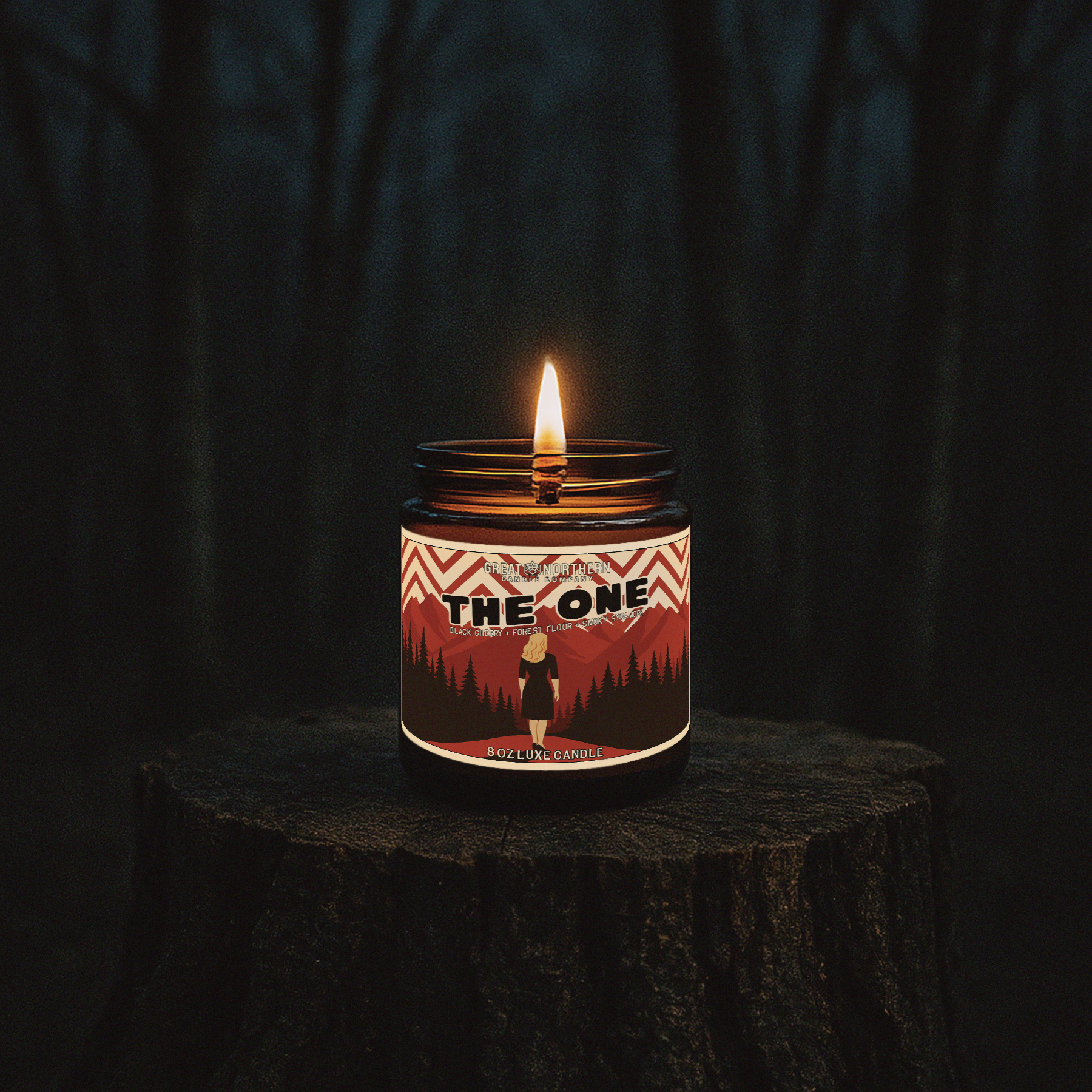 The One  {Black Cherry + Forest Floor + Smoky Sycamore} Laura Inspired Candle