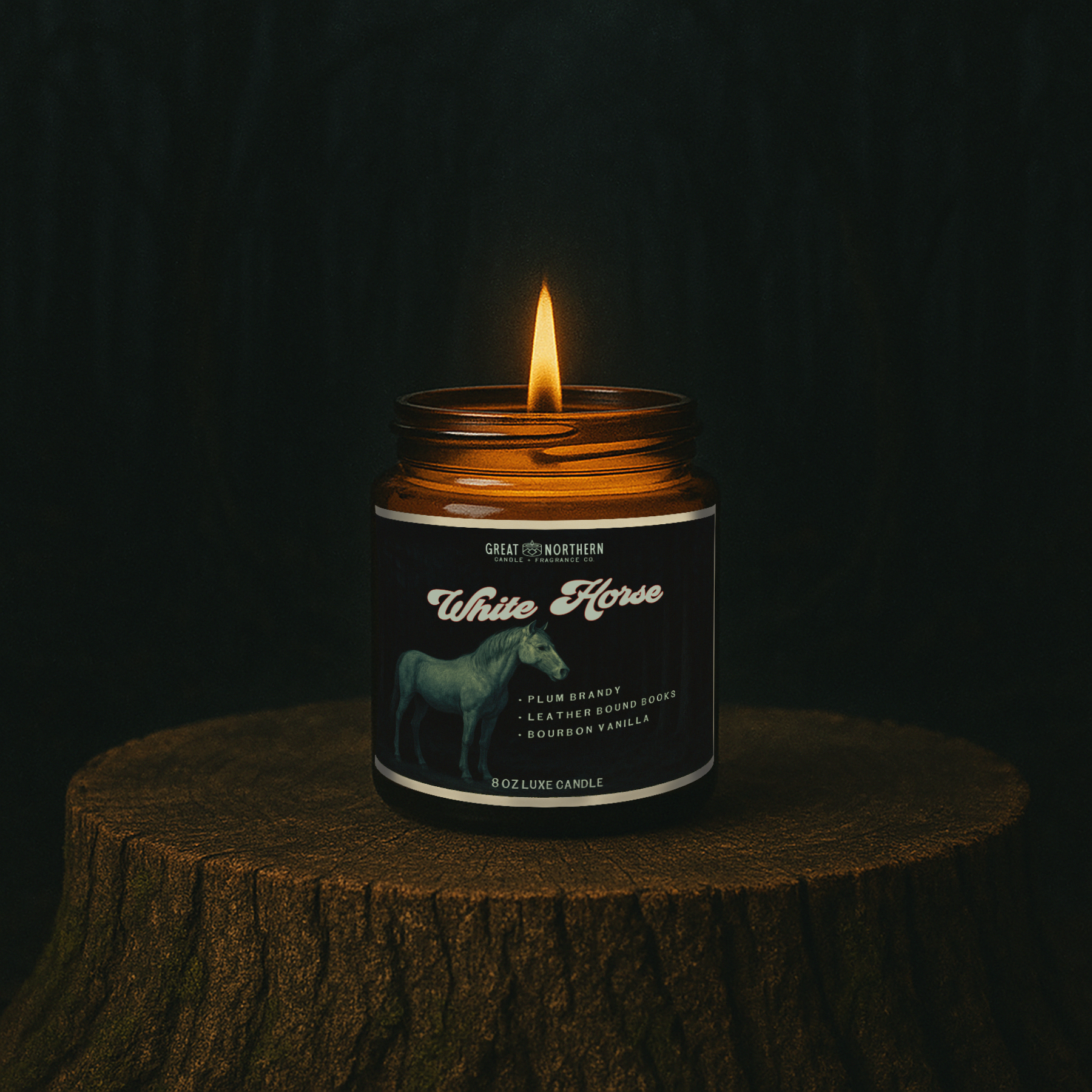 The White Horse {Plum Brandy + Leather Bound Books + Vanilla + Rose} Candle