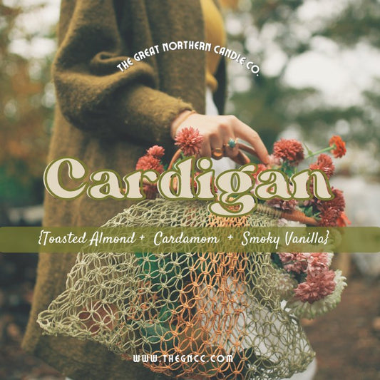 Cardigan {Toasted Almond + Cardamom + Smoky Vanilla} Candle - Woodland Cottage