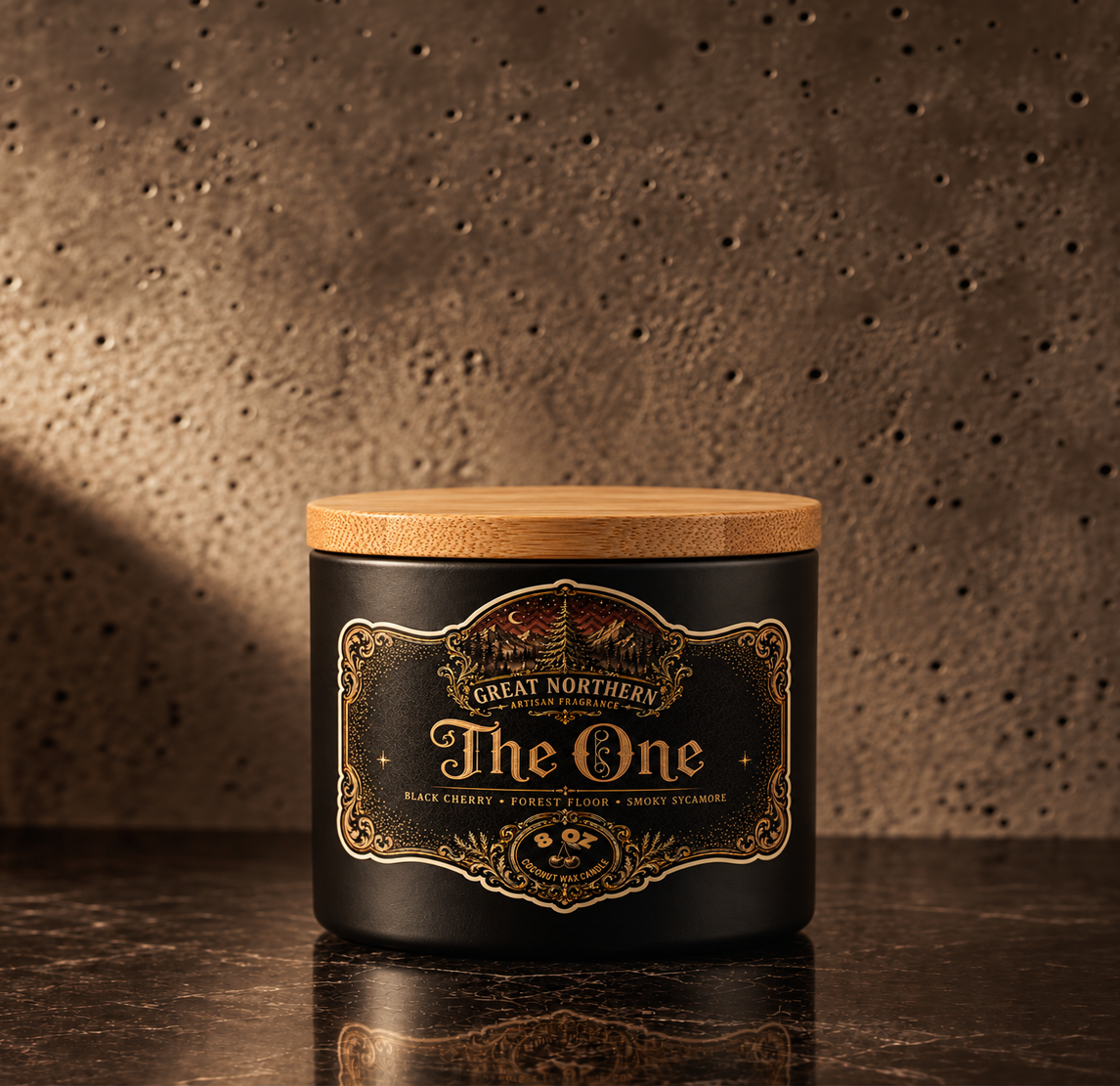 The One  {Black Cherry + Forest Floor + Smoky Sycamore} Candle