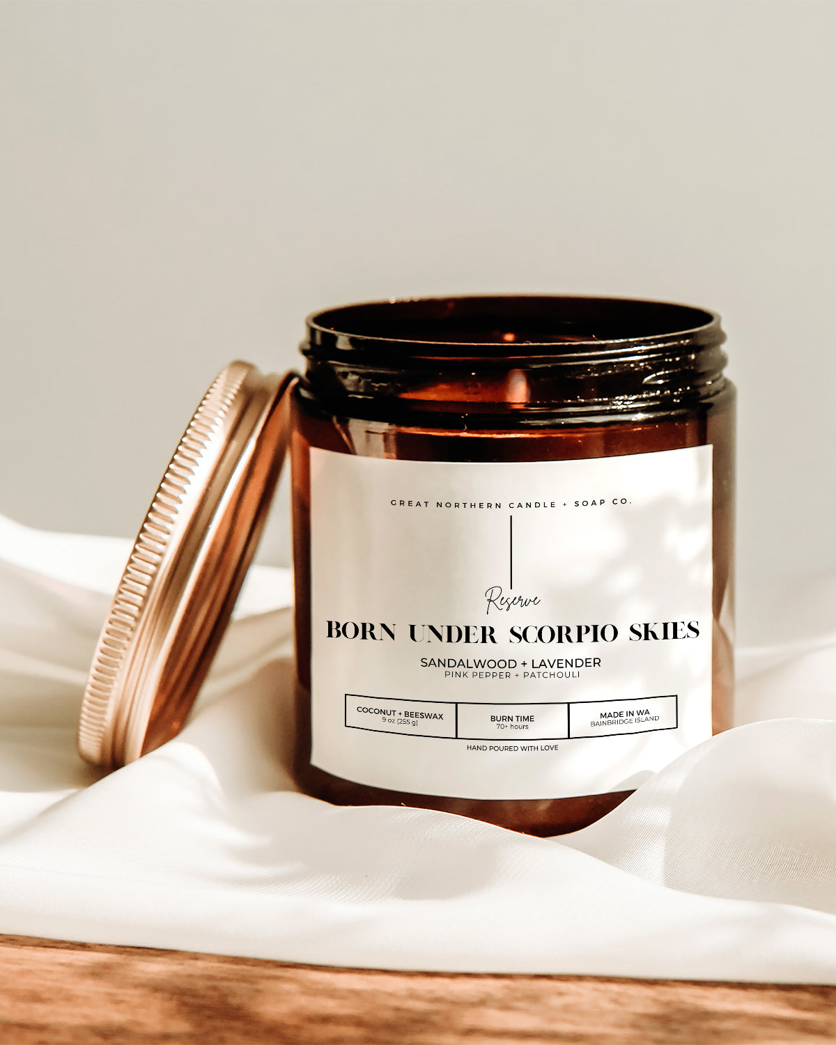 Scorpio Skies Candle Eco Lux CoConut Wax Beeswax Wood Wick